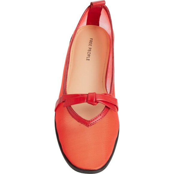 Free People Bow Mania  Leather Flats Ballet Shoes in Red NIB NEW Sz 9 $98 MSRP - Picture 4 of 10